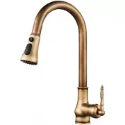 Antique Brass Kitchen Sink Mixer Tap Basin Pull Out Faucet 360° Swivel Spout