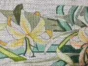 VINTAGE HAND PAINTED NEEDLE POINT CANVAS - PANEL OF LILIES