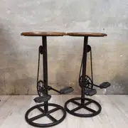 [MANGO TREES] 2x "Bike Pedals" Wooden Bar Stools 76cm