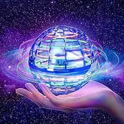 Flying Ball Toys, Flying Orb Hover Ball, 360° Rotating Cool Fidget Toys, Mini Drone Flyorb Toy with Built-in RGB Light Gift Safe for Kids Adults Magic Flying Toys Outdoor Indoor (Blue)