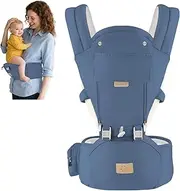 FRUITEAM 6-in-1 Baby Carrier with Hip Seat for Breastfeeding, One Size Fits All - Adjustable Toddler Carrier with Lumbar Support for All Seasons, Adapt to Newborn, Infant & Toddler (Haze Blue)