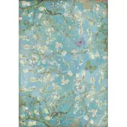Stamperia A4 RICE PAPER - ATELIER - BLOSSOM BLUE BACKGROUND WITH BUTTERFLY