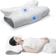 Gadivon Contoured Support Memory Foam Pillow, Cervical Neck Pillows for Neck and Shoulder Pain Relief, Ergonomic Orthopedic Bed Pillow for Side Sleepers, Back and Stomach Sleepers, Starfish
