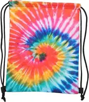ARTSEWPLY Gradated Tie-dye Drawstring Backpack Oxford Cloth Beach Bag for Sports Storage Multi-purpose Pouch