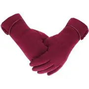 Women Winter Warm Gloves Touch Screen Phone One Size Button - Winered