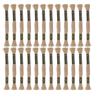 24 Skeins Embroidery Floss 8m Each Cotton Cross Stitch Thread Light Khaki