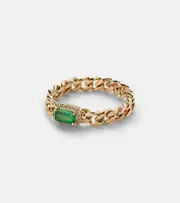 [Shay Jewelry] Shay Jewelry Baby Link 18kt gold ring with diamonds and emerald N gold