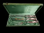 Vintage Anton Wingen Jr. Solingen Engraved Carving Set w/ Box Rostfrei Germany