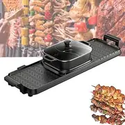 Hot Pot Grill 2-in-1, 2200W Multifunctional Korean BBQ Grill, Non-Stick Double Pot, Independent Dual Temperature Control, Rapid Heating, for 5-10 People at Home, at Parties or Even Outdoors