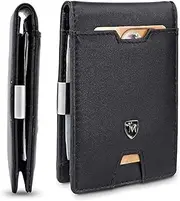 [MARIB] Mens Slim Wallet with Money Clip Austin RFID Blocking Bifold Credit Card Holder for Men with Gift Box (Black)