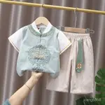 夏天新品✨男童漢服2024新款夏季寶寶古裝國學服帥氣男孩兒童中國風唐裝套裝 QBRS