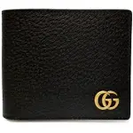 【GUCCI 古馳】428726 經典GG MARMONT系列金屬GG LOGO牛皮折疊短夾(黑色)