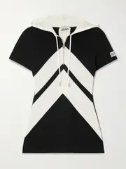 [Jean Paul Gaultier] Jean Paul Gaultier - Hooded Two-tone Jersey Half-zip T-shirt - Black - x small x small Black