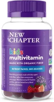 New Chapter Kids Multivitamin Gummies - 50% Less Sugar, Kids Gummy Vitamins with
