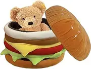 Storage Ottoman - Cute Hamburger Shape Foot Stool,Shoe Changing Stool for Entrance Bedroom, Multifunctional Footrest