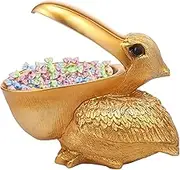 Pelican Statue Golden Resin Pelicans Figurine Fun Candy Dish Key Bowl Big Mouth Sculpture Table Art Decoration Candy Bowl Sundries Container Storage Box for Office Desk Entryway Table Decor