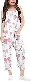 [Generic] Sleeveless Jumpsuits for Grils Spaghetti Strap Long Bow Comfortable Leisure Style Sport Pants Cute Toddler Trousers
