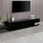 Suprilla Sturdy Construction High Gloss Finish Tempt Glass Black TV Cabinet