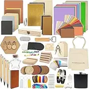 366PCS Engraving Material Box: DIY Materials to All Laser Engravers with Instructions - 43 Kinds of Laser Engraving Supplies Including Fabric, Metal, Wood, Acrylic, Rubber, PU Leather