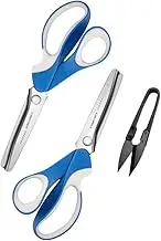 Pinking Shears Set (Pack of 2 PCS, Serrated & Scalloped Edges) by Astrophos - Zig-zag Scissor for Fabric Leather & Paper - Pinking Dressmaking Sewing Scissors AP-002-UK-E