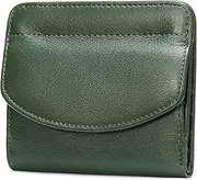 [EutDett] Small Leather Wallet for Women, Ultra thin Slim Women’s purse Bifold, Compact Ladies Coin Pocket, ST-Green, Vintage Wallet