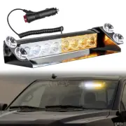 White Amber 8LED Windshield Strobe Light Bar Interior Flash Emergency Warning