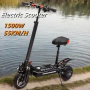 Off Road Foldable Electric Scooter 1500W 55KM/H 40km 10" Tyre E-Bike with Seat