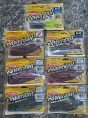 (7 BAGS) BERKLEY POWERBAIT 7" POWER WORM HARD TO FIND COLORS!!