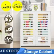4 Tiers Shoe Cabinet Shoes Storage Rack Wooden Plastic Organiser Shelf Cupboard