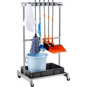 VEVOR Garden Tool Storage Rack with Wheels Garage Organizer 10 Slots with Hooks