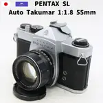 PENTAX SL 銀色 35 毫米單眼底片相機附自動 TAKUMAR 1:1.8 55 毫米日本產