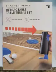Sharper Image 7 Piece Retractable Ping Pong Tabletop Tennis Set Portable w Net