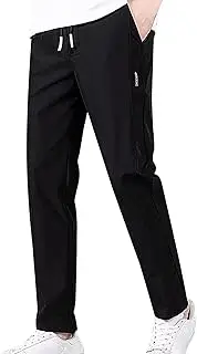 [Generic] Mens Lightweight Hiking Pants Casual Stretch Athletic Joggers Pants Drawstring Elastic Waist Open Bottom Sweatpants