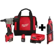 12V Cordless Rivet Tool Kit + Rotary Tool Bundle
