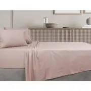 Algodon Double Bed Fitted Sheet Set 300TC Cotton Blush