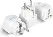 Ceptics Grounded Universal Plug Adapter for Europe, Germany, France (Schuko) (Type E/F) - 3 Pack
