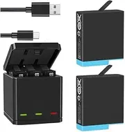 Probty Compatible for GoPro Hero 8 Hero 7 Hero8 Black Battery Or Triple Charger Compatible for GoPro Hero 8 Camera Battery Full Decode(2BatteryWithCharger)