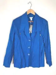 Chico’s Blue Nautical Style Linen Blend Jacket, Size 3, Size XL (16), NWT