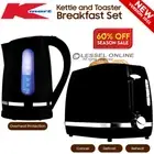 Anko Breakfast Combo Set Black 1.7L Cordless Kettle & 2 Slice Toaster