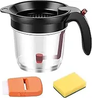 Fat Separator with Bottom Release, 4 Cup Oil Gravy Separator with Scale, Portable Fat Strainer Separator Gravy Strainer with Dish Sponge & 2-in-1 Peeler, Multifunctional Peeler for Home Kitchens