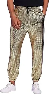[Generic] Sparkly Metallic Pants for Men's Drawstring Waist Nightclub Disco Shiny Sequin Joggers