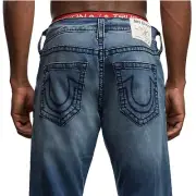 True Religion Men's Geno Big T Slim Fit Stretch Jeans in Desert Sand Clean