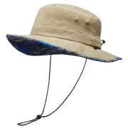 UPF 50+ Foldable Sun Hat Patterned Under Brim Bucket Hats for Large Khaki