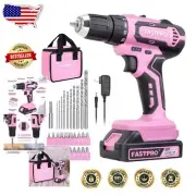 Compact Pink Drill Driver Set - 3/8 in. Keyless with Accessories Included