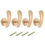 4Pcs Aluminum Alloy Wall Mounted Curtain Holdback Drapery Holder Hook, Gold