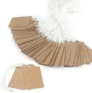 500Pcs Price Tags with String, Paper Hang Tags, Price Labels Tags with String, Marking Strung Tags Writable Tags, Display Label for Product Jewelry Clothing Tags(48x30mm) Brown