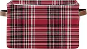Classic Red Black Plaid Storage Organizer Bin, Decorative Rectangle Nursery Organizer Bin, Set of 2