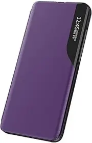 Case for Apple iPhone 13 Pro Max Cover, Side Smart Display, Small View Stand, Phone Protective Case, Shockproof TPU Ultra Slim Phone Case for Apple iPhone 13 Pro Max-Purple
