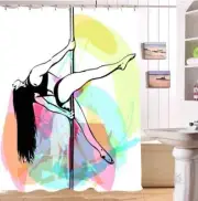 Sexy Pole Dancing Waterproof Bath Polyester Shower Curtain Liner Water Resistant