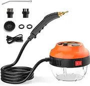 2800W Handheld Steam Cleaner, High Pressure Steamer Cleaning Portable Steam Cleaner with 3 Brush Heads, Fast Heating Steamer for Home Use, Kitchen, Bathroom, Furniture, Car Detailing (Orange)